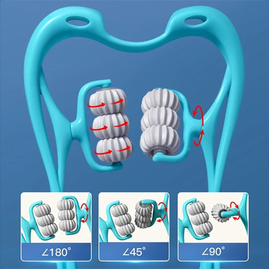 6-Wheel Deep Tissue Neck Massager | Manual Cervical Traction Roller
